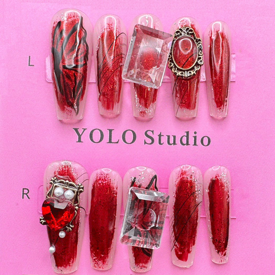 YOLO 11 The Crimson Butterfly Reusable Press-ON Nails