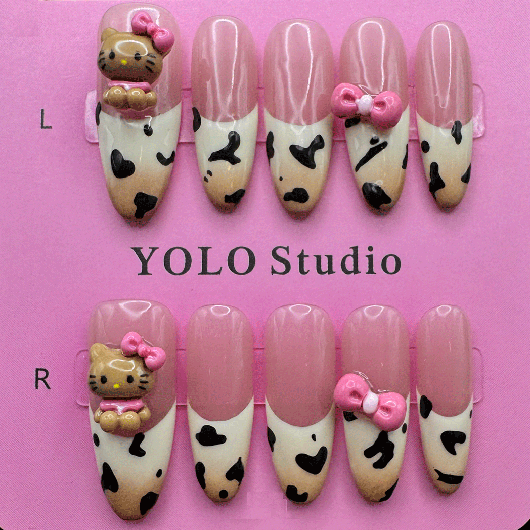 YOLO 20 Hello Kitty Leopard Reusable Press-ON Nails