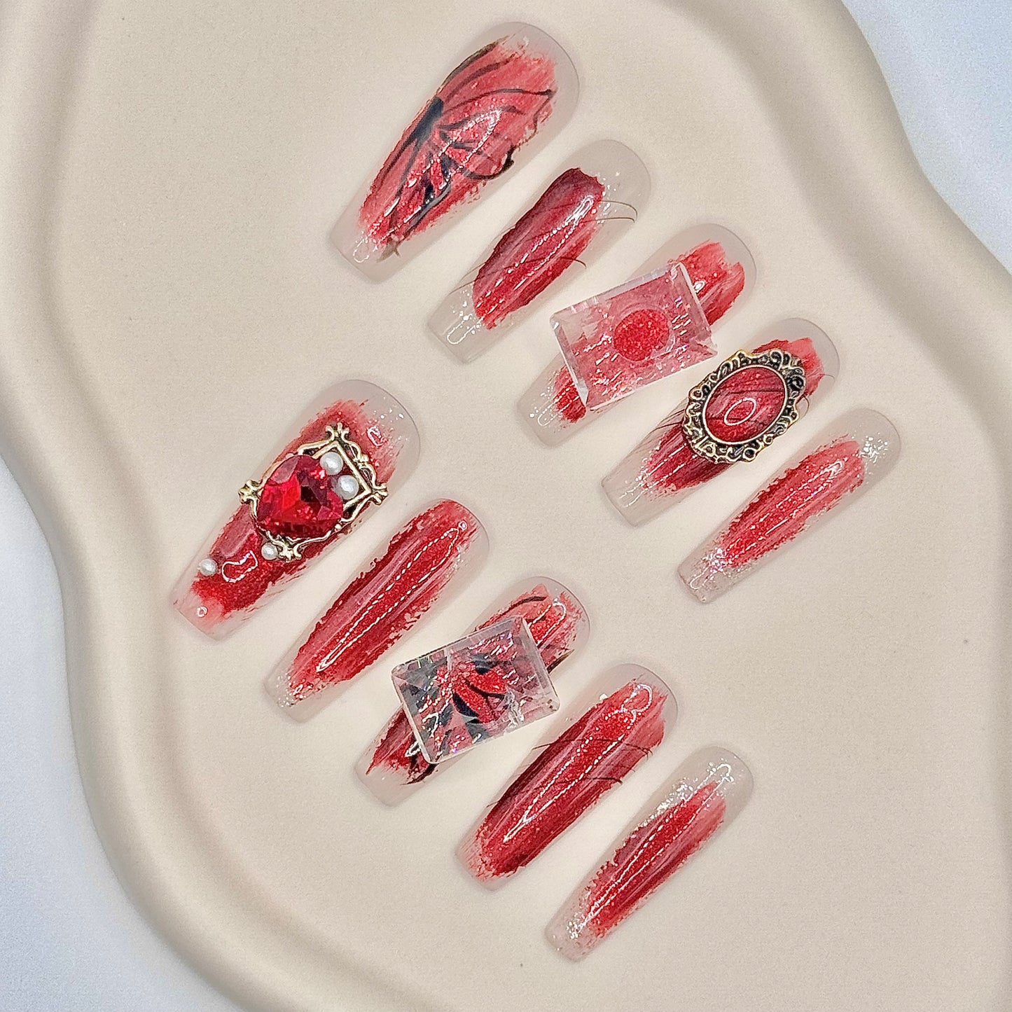 YOLO 11 The Crimson Butterfly Reusable Press-ON Nails