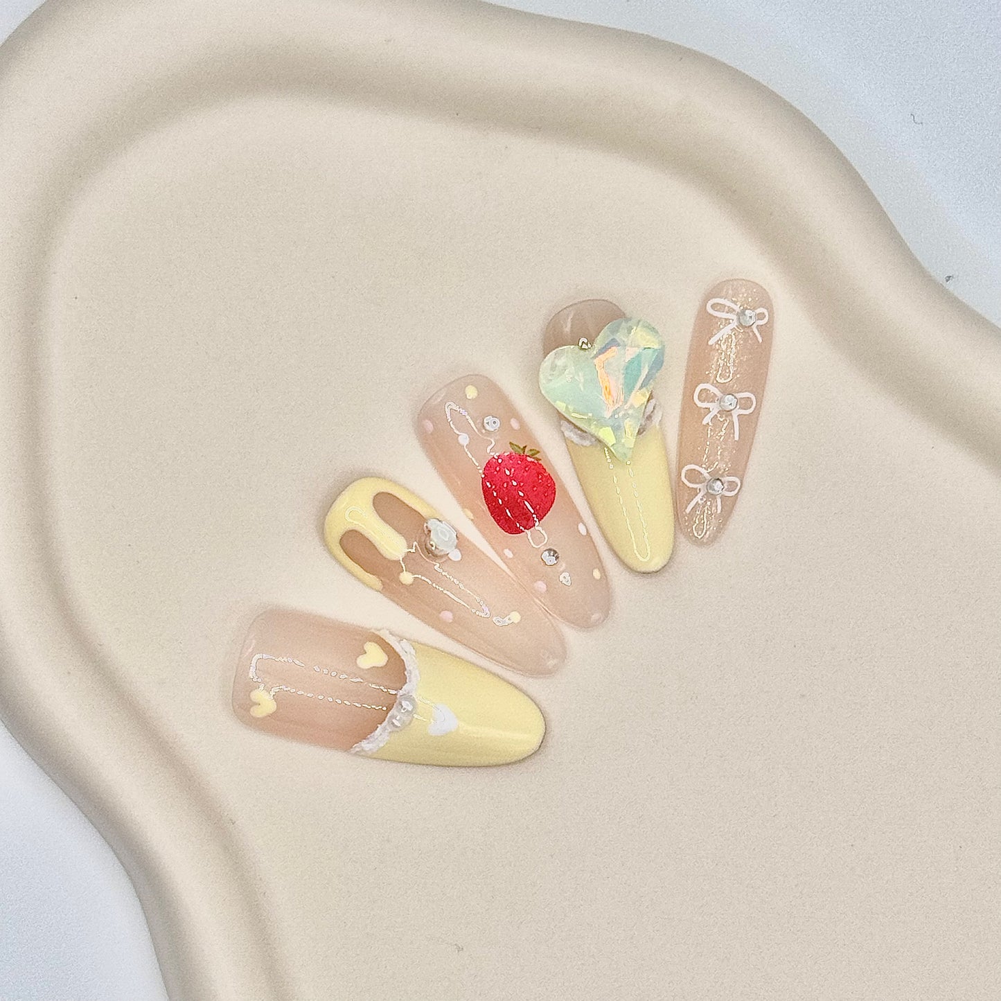 YOLO 16 Strawberry Cake Reusable Press-ON Nails